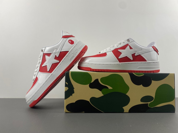 a bathing ape bape sta patent leather white grey
