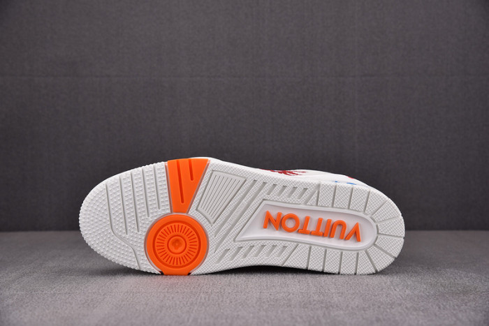 l&v x yayoi kusama trainer white print