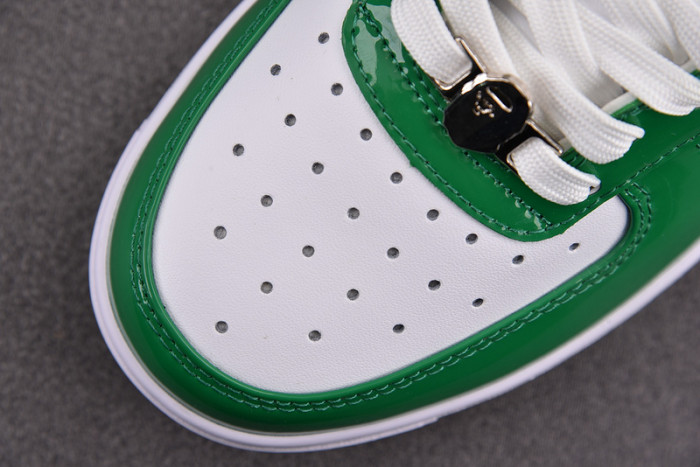 a bathing ape bape sta patent leather green white