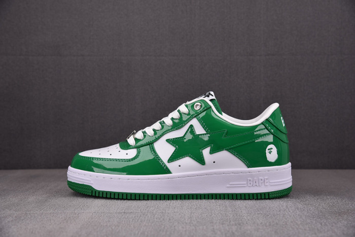 a bathing ape bape sta patent leather green white