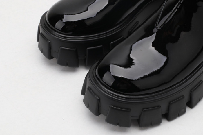 prad monolith patent leather chelsea boots