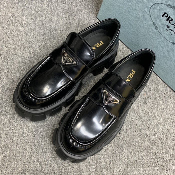 prad brushed leather loafers