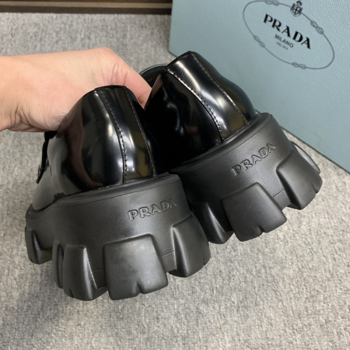 prad brushed leather loafers