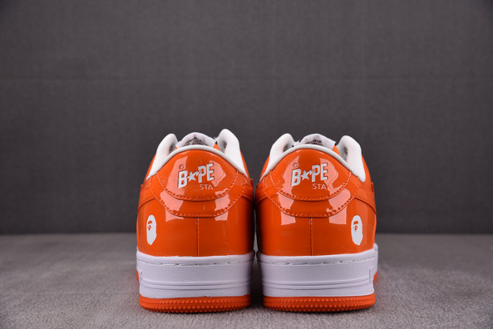a bathing ape bape sta patent leather orange white
