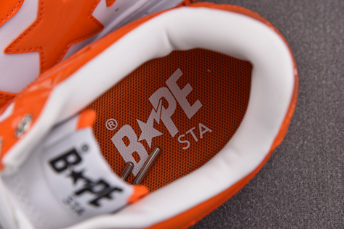 a bathing ape bape sta patent leather orange white
