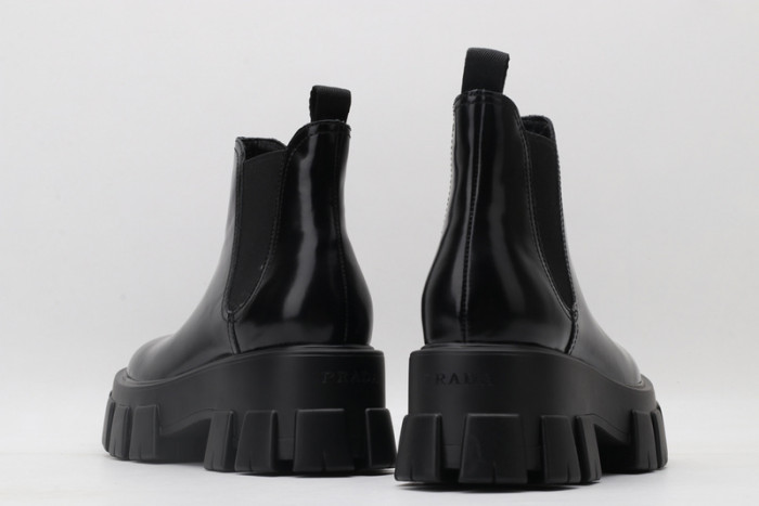prad monolith brushed leather chelsea boots