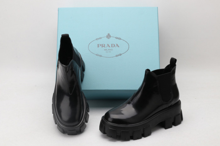 prad monolith brushed leather chelsea boots