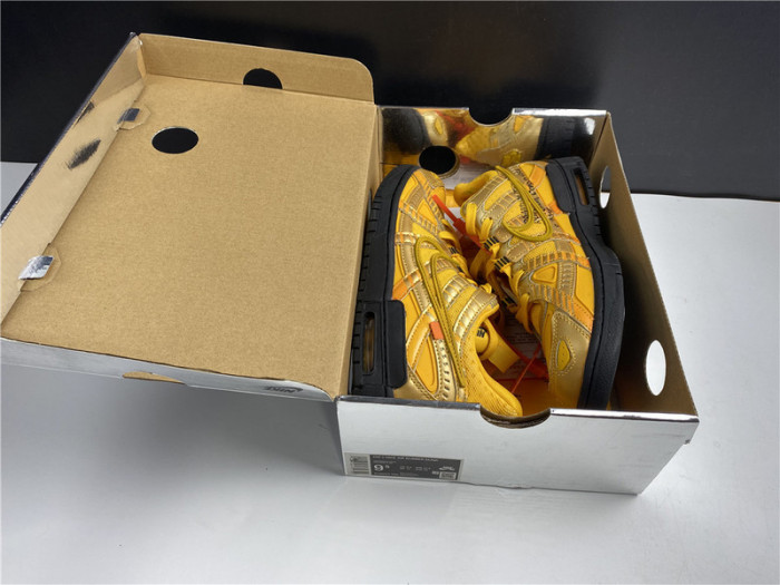 fw x nike air rubber dunk “university gold” cu6015-700