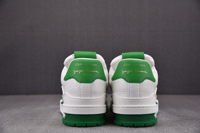 l&v x yayoi kusama trainer white green