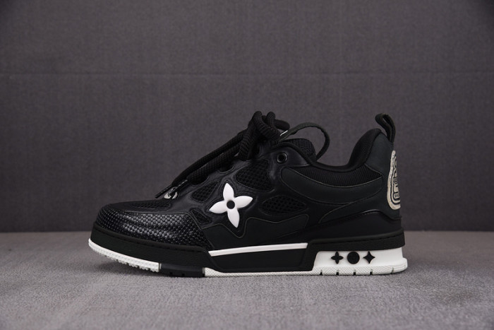 l&v skate sneaker black white