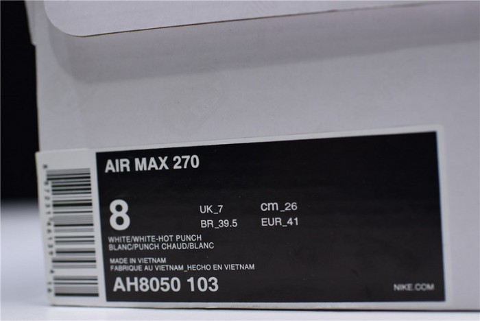 NIKE mens AIR MAX 270 WHITE HOT PUNCH AH8050-103