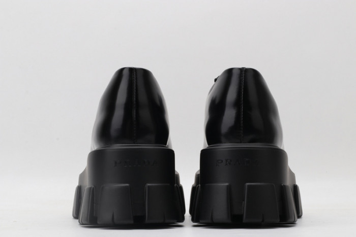 prad brushed leather and nylon lace-up shoes